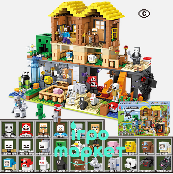 Конструктор Майнкрафт Minecraft Деревня крипера  29 минифигурок 1415 деталей (7132) 7132 фото
