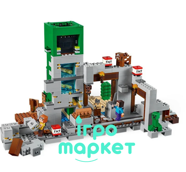 Конструктор My World Шахта Крипера 852 детали с фигурками героев и мобов Minecraft (11363A6) 11363A6 фото