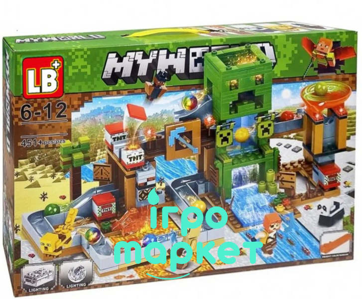 Конструктор Minecraft Шахта Крипера (451 деталь), светящиеся блоки (LB313) LB313 фото