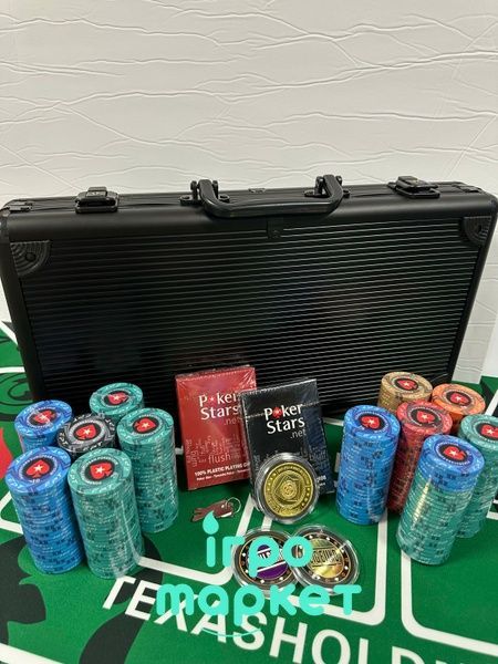 Покерний набір LuxPro Професійний у кейсі на 300 Керамічних фішок з номіналом для турнірів pok300k фото