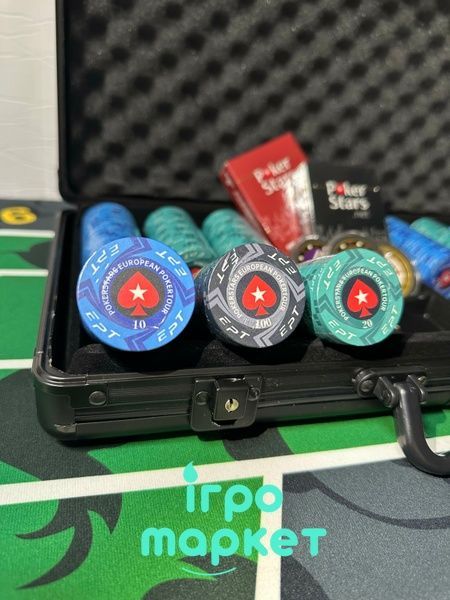 Покерний набір LuxPro Професійний у кейсі на 300 Керамічних фішок з номіналом для турнірів pok300k фото