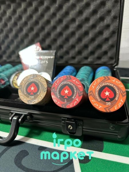 Покерний набір LuxPro Професійний у кейсі на 300 Керамічних фішок з номіналом для турнірів pok300k фото